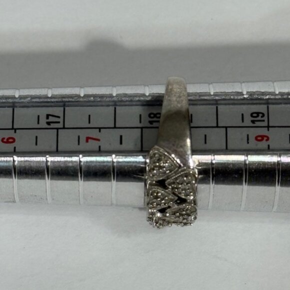 Vintage 925 silver JWBR two rows of pave hearts ring. - Picture 2 of 8